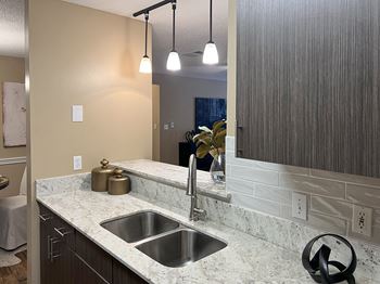 Kitchen with quartz countertops at Reserve of Bossier City Apartment Homes in Bossier City, LA